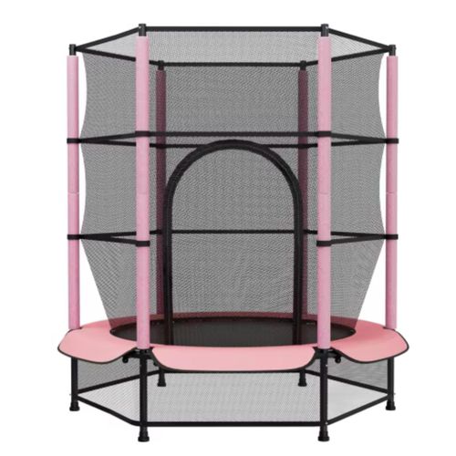 Trampolin mit Sicherheitsnetz – 140 cm – Für Kinder – Kindertrampolin – Rosa – Outdoor-Spielzeug – Mini-Trampolin