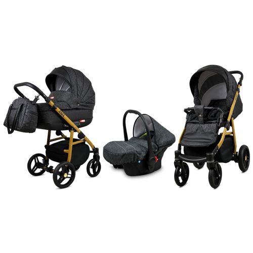 BabyLux® Axel | 3in1 Kinderwagen Bambimo | Carbon | Kombikinderwagen | Kinderwagenset | Buggy + Baby
