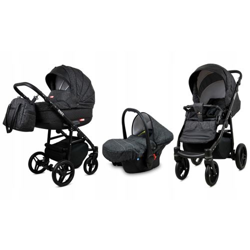 BabyLux® Axel | 3in1 Kinderwagen Bambimo | Carbon | Kombikinderwagen | Kinderwagenset | Buggy + Baby