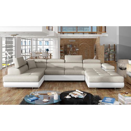NABBI Ecksofa U mit Zerlegung Rossano U L - beige / weiß