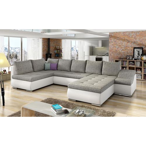 NABBI Ecksofa U mit Zerlegung ein Lagerraum Grosseto L - grau (Berlin 01)/ weiß (weich 17)