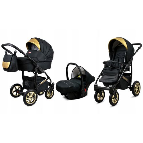 BabyLux® Gold Lux | 3in1 Kinderwagen Bambimo | Onyx | Kombikinderwagen | Kinderwagenset | Buggy + Ba