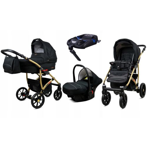 BabyLux® Largo | 4in1 Kinderwagen Bambimo | Black | Kombikinderwagen | Kinderwagenset | Isofix-Basis