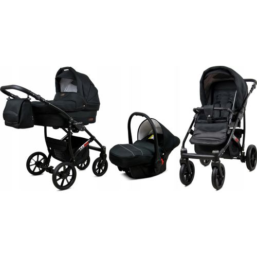 BabyLux® Largo | 3in1 Kinderwagen Bambimo | Black | Kombikinderwagen | Kinderwagenset | Buggy + Baby