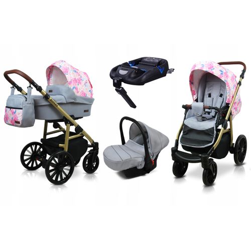 BabyLux® Aspero | 4in1 Kinderwagen Bambimo | Peony And Pose | Kombikinderwagen | Kinderwagenset | Is