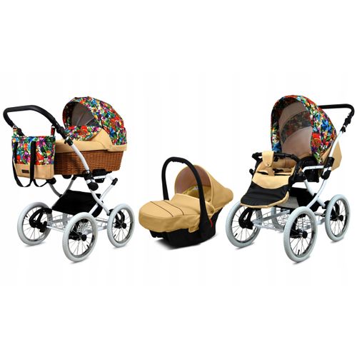 Babylux® Classic White | 3in1 Kinderwagen Bambimo | Jungle Flowers | Kombikinderwagen | Kinderwagens