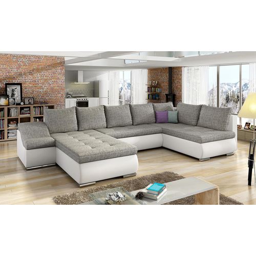 NABBI Ecksofa U mit Zerlegung ein Lagerraum Grosseto P - grau (Berlin 01)/ weiß (weich 17)