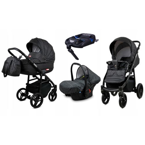 BabyLux® Axel | 4in1 Kinderwagen Bambimo | Carbon | Kombikinderwagen | Kinderwagenset | Isofix-Basis