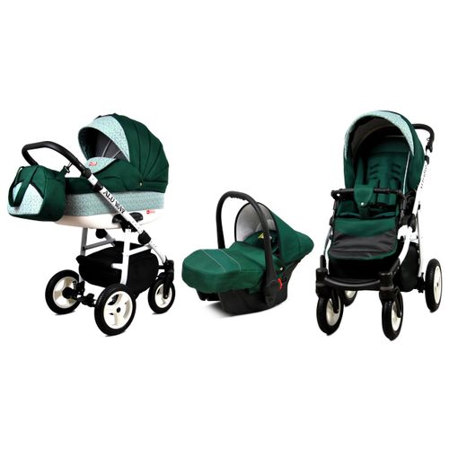 Kombikinderwagen Kinderwagenset 3in1 Kinderwagen, ALU WAY, Buggy Autositz Bottle Green