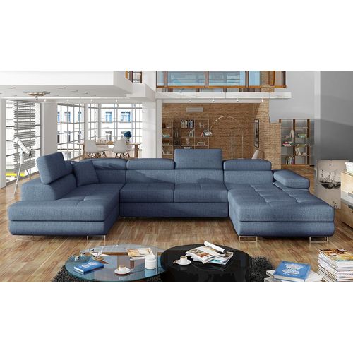 NABBI Ecksofa U mit Zerlegung Rossano U L - blau (fest 77)