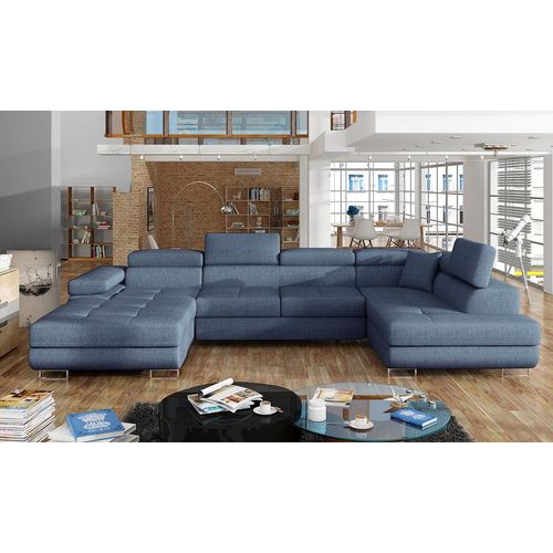 NABBI Ecksofa U mit Zerlegung Rossano U P - blau (fest 77)