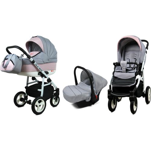 Kombikinderwagen Kinderwagenset 3in1 Kinderwagen, ALU WAY, Buggy Autositz Sweet Pink