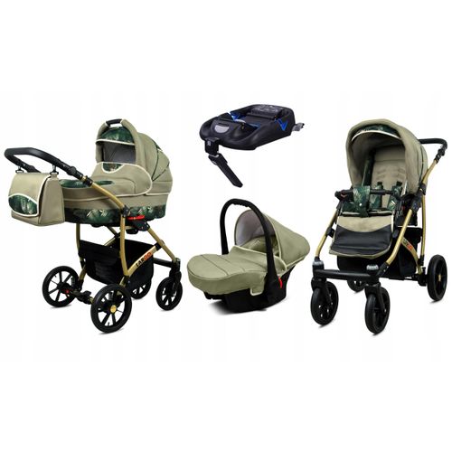BabyLux® Largo | 4in1 Kinderwagen Bambimo | Lern Leaf | Kombikinderwagen | Kinderwagenset | Isofix-B