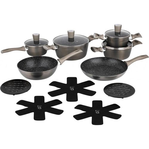 Granit Koch Topf Set Geschirr AUGSBURG 15-tlg CS-078546