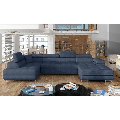 NABBI Ecksofa U mit Zerlegung Rossano U L - blau (Omega 86)
