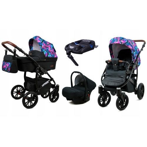 BabyLux® Optimal | 4in1 Kinderwagen Bambimo | Colorful Feathers | Kombikinderwagen | Kinderwagenset