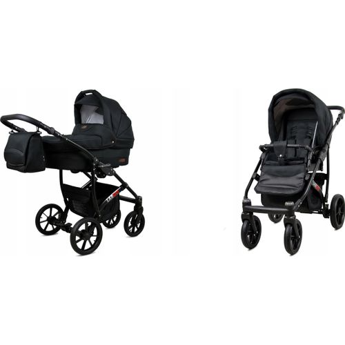 BabyLux® Largo | 2in1 Kinderwagen Bambimo | Black | Kombikinderwagen | Kinderwagenset | Buggy + Baby