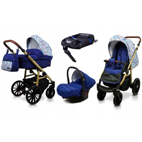 BabyLux® Aspero | 4in1 Kinderwagen Bambimo | Portuguese Tiles | Kombikinderwagen | Kinderwagenset |