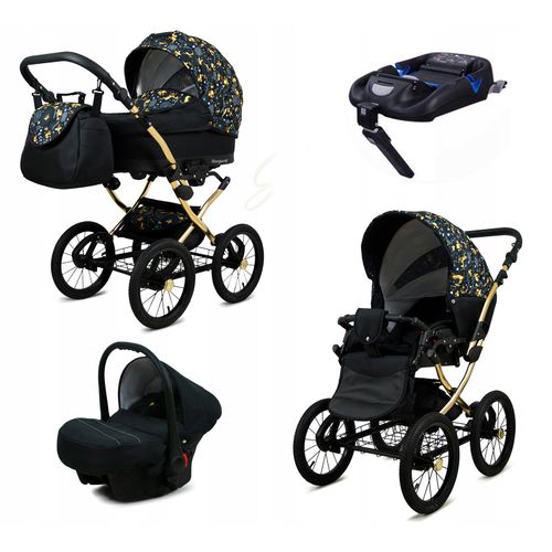 BabyLux® Margaret Gold | 4in1 Kinderwagen Bambimo | Gold Deer | Kombikinderwagen | Kinderwagenset |
