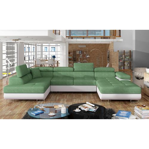 NABBI Ecksofa U mit Zerlegung Rossano U L - Menthol / weiß