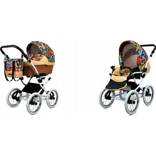 Babylux® Classic White | 2in1 Kinderwagen Bambimo | Jungle Flowers | Kombikinderwagen | Kinderwagens