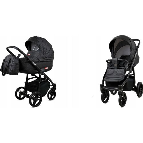 BabyLux® Axel | 2in1 Kinderwagen Bambimo | Carbon | Kombikinderwagen | Kinderwagenset | Buggy + Baby