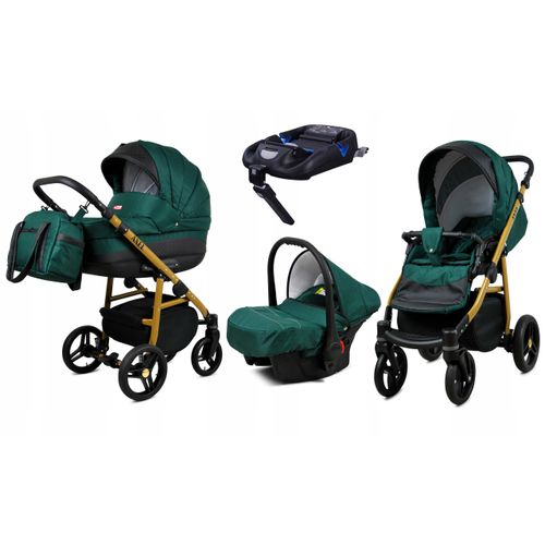 BabyLux® Axel | 4in1 Kinderwagen Bambimo | Bottle Green | Kombikinderwagen | Kinderwagenset