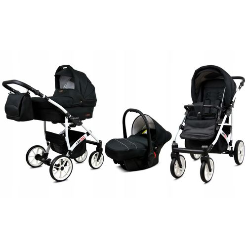 BabyLux® Largo | 3in1 Kinderwagen Bambimo | Black | Kombikinderwagen | Kinderwagenset | Buggy + Baby