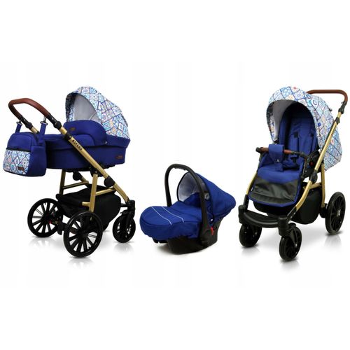 BabyLux® Aspero | 3in1 Kinderwagen Bambimo | Portuguese Tiles | Kombikinderwagen | Kinderwagenset |