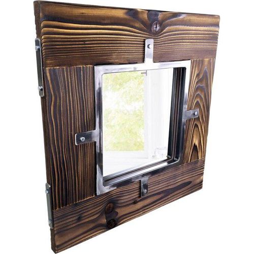 CHYRKA® Spiegel (Natur, 60x60 cm) hängender Spiegel Wandspiegel Wohnzimmerspiegel Schlafzimmerspiegel Holzspiegel Garderobenspiegel Flurspiegel Massivholz Holz Glas Loft Handmade Vintage Deco