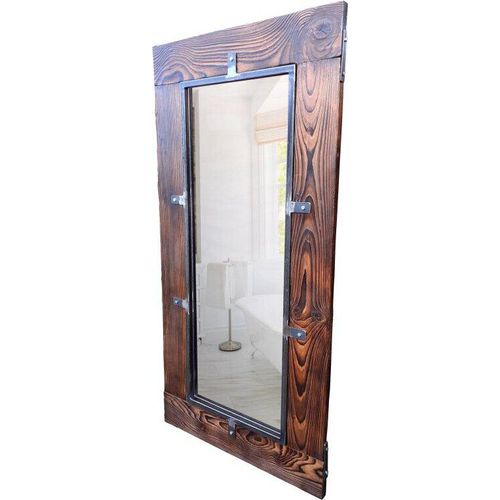 CHYRKA® Spiegel (Natur, 140x60 cm) hängender Spiegel Wandspiegel Wohnzimmerspiegel Schlafzimmerspiegel Holzspiegel Garderobenspiegel Flurspiegel Massivholz Holz Glas Loft Handmade Vintage Deco