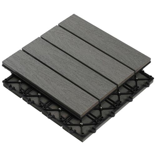 Ambia Garden Terrassenfliese , Grau , Holzwerkstoff , 30x2.4x30 cm , SGS-geprüft , rutschfest , Gartenzubehör, Terrassen- & Balkonböden,