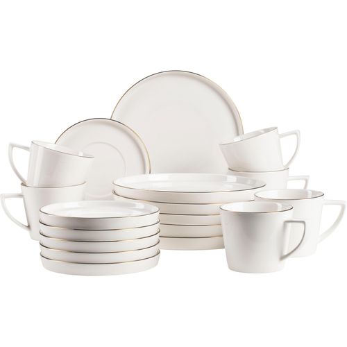 Kaffeeservice MÄSER "SITA, Kaffeeservice, Porzellan", gold (weiß, goldfarben), 18 tlg., Porzellan, Geschirr-Sets, Geschirr-Set, Service