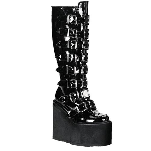Demonia | Stiefel - Swing-815 - Schwarz - EU 38 - Hochwertige Synthetische Materialien - 14 cm Plateau