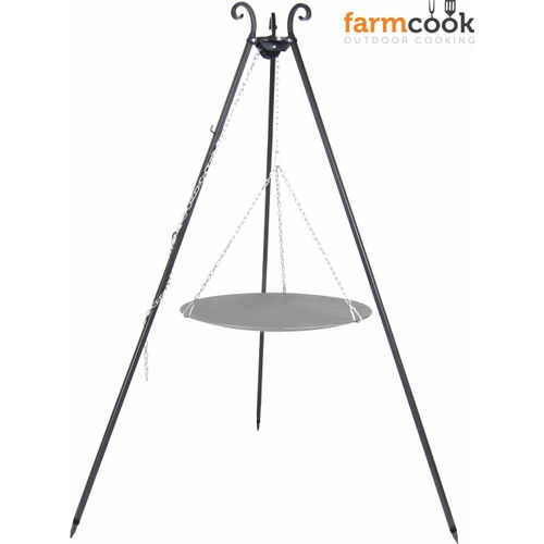 Farmcook E00431 Lagerfeuerpfanne auf dem Dreibein OSKAR ; Lagerfeuerpfanne (Durchmesser): 46cm ; Höhe: 210 cm