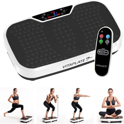 Vitaplate SE Vibrationsplatte 300W Vibrationstrainer mit Fernbedienung, Fitnessbänder und LCD-Farbdisplay