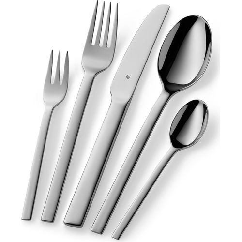 WMF Tavira Besteckset 6 Personen, 30 teilig, Monobloc-Messer, Cromargan Edelstahl poliert, glänzend, spülmaschinengeeignet