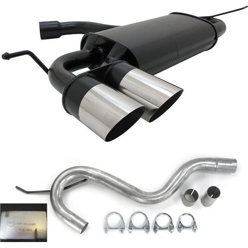 JOM Stahl Sportauspuff 2x76 rund scharf VW Golf 6 mit Edelstahl Endrohr Neu