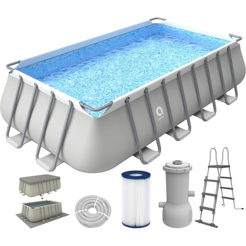 Avenli Frame Plus Rectangular Pool Komplettset 549 x 305 x 122 cm, Aufstellpool, rechteckig, mit Pumpe, grau