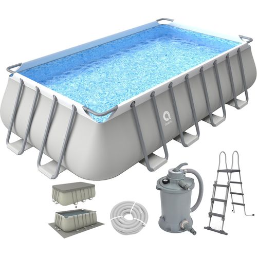 Avenli Frame Plus Rectangular Pool Komplettset 549 x 305 x 122 cm, Aufstellpool, rechteckig, mit Sandfilter, grau