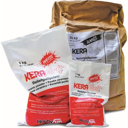 HobbyFun Keraflott Reliefgießpulver 25kg , weiß, Gießpulver, Modeliermasse, Reliefgießmasse, Bastelmaterial, Keramikpulver, geruchlos