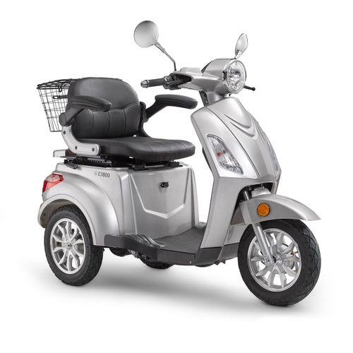 Elektroroller LuXXon E3800 - Elektro Dreirad / Seniorenmobil mit 800 Watt, max. 20 km/h, Reichweite bis zu 65 km, silber