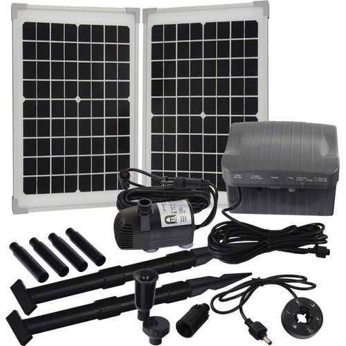 Agora-Tec® Solar Springbrunne Teich - Pumpe - Set mit Akku und LED Licht 20W-BL-V2.0