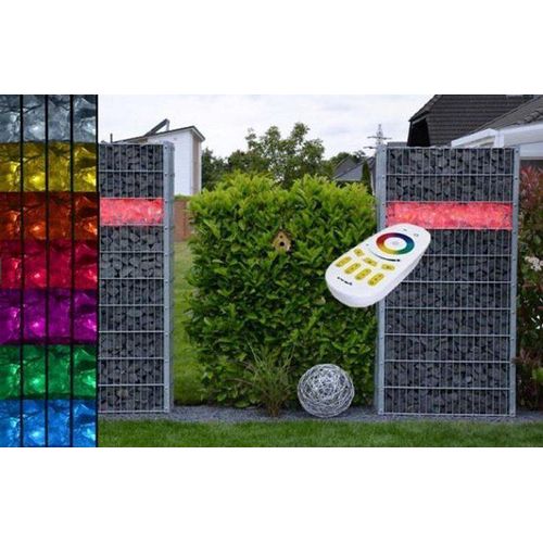 8121 Gabionen Leuchte LED 360 Grad 1,40 m RGB + Warm weiß mit Fernbed.