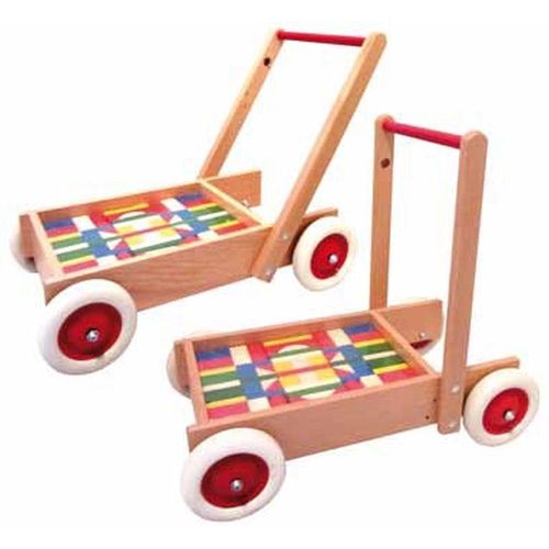 Holzspielzeug Schiebwagen mit Bausteinen Maße: L/B/H 55cm/ 33cm/ 51cm NEU