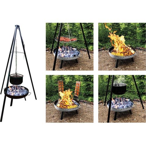 Multi-Grillset Feuerschale Grillrost Kochtopf 15L Fischfilethalter Kesselgulasch