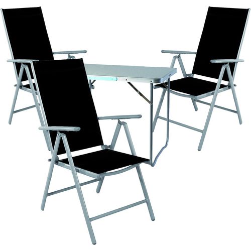 4-teiliges Campingmöbel Set Aluminium Textilen schwarz