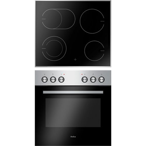 Amica EHC 933 011 E, Herd-Set, Glaskeramik-Kochfeld, Edelstahl, Fine Design, MF9, Umluft, Energieeffizienzklasse A
