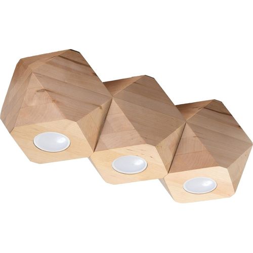 Deckenleuchte WOODY 3 Naturholz 3xGU10 40W Holz 12x12x36cm Sollux Lighting