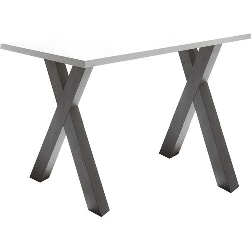 Schreibtisch 120x70 Computertisch Home Office Weiß matt Graphit